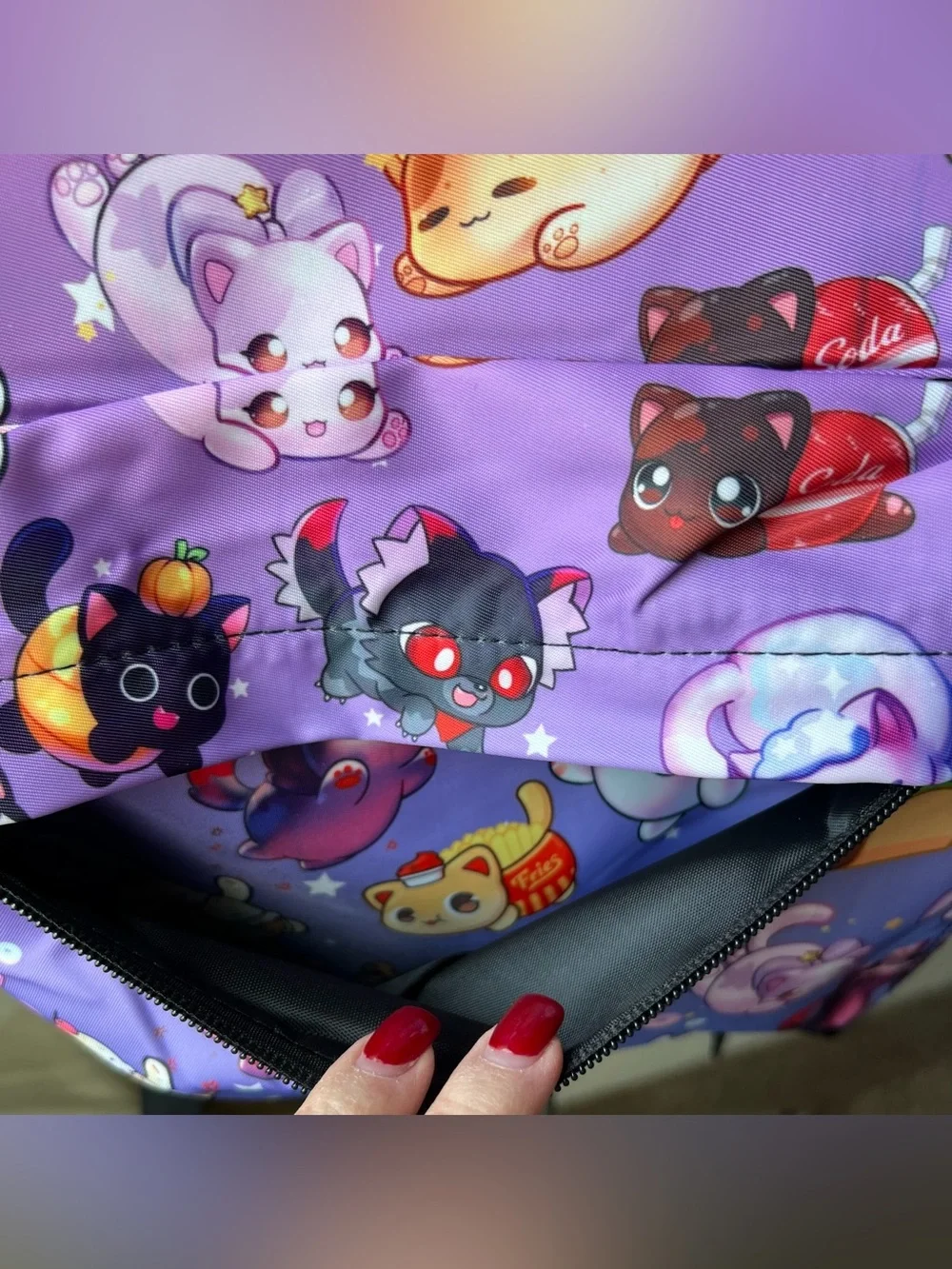 Purple NEW Cute Cats Print Backpack - Unbranded